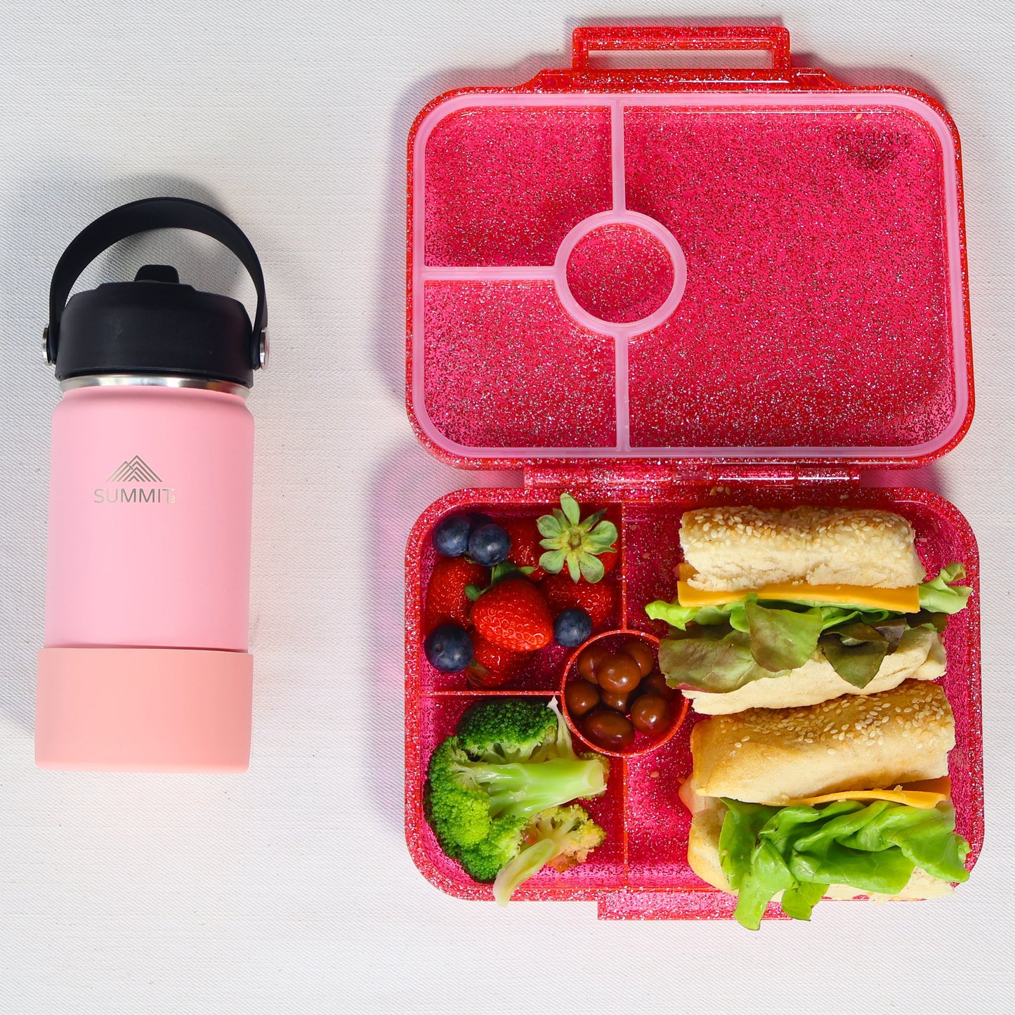 SummitCo Tritan Classic 4 Compartment Bento - Lagoon Pink (Glitter)