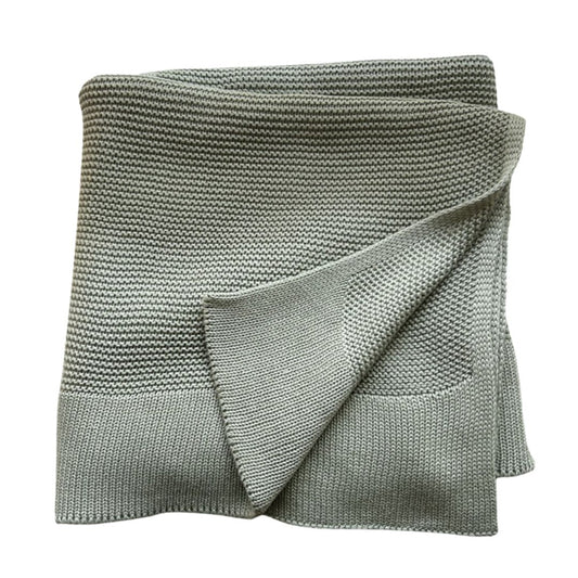 Classic Knitted Blanket - Sage