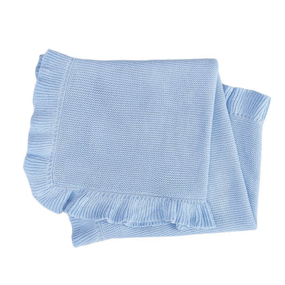 Ruffle Knitted Blanket - Sky