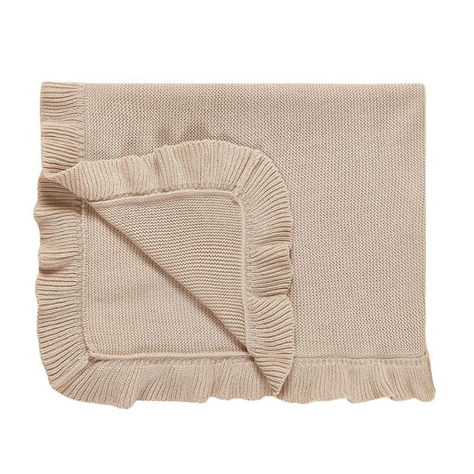 Ruffle Knitted Blanket - Vanilla