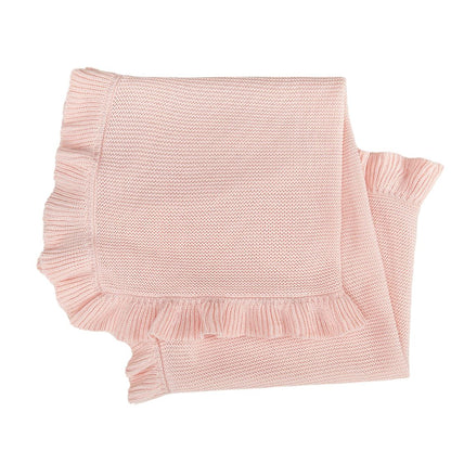 Ruffle Knitted Blanket - Blush