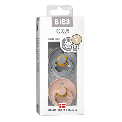 BIBS Natural Latex Pacifier 2 Pack - Cloud/Blush Size 1