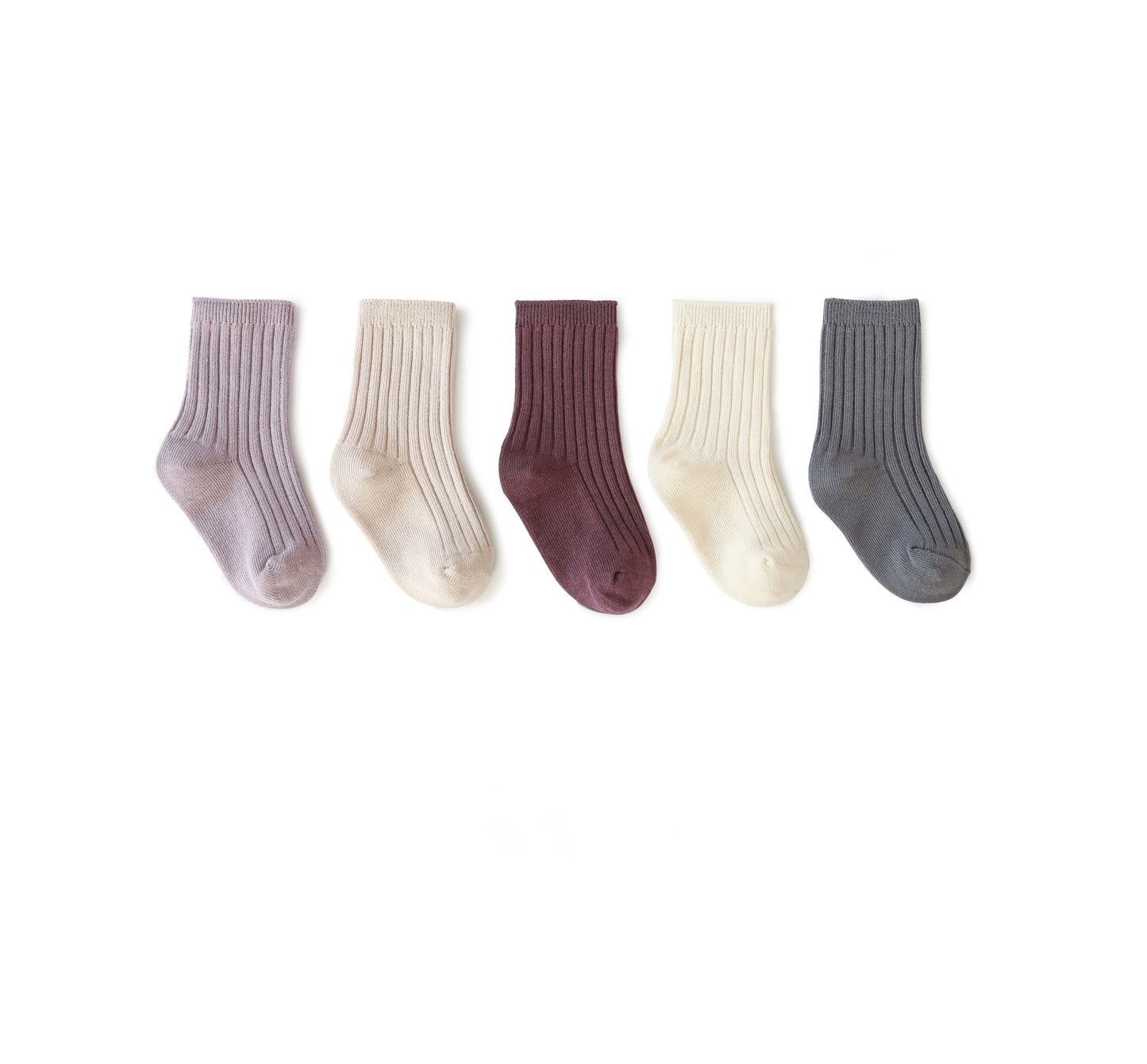 Ribbed Socks Set of 5 - Berry