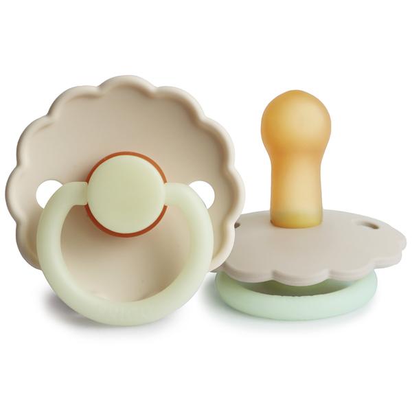 FRIGG Daisy Natural Rubber Pacifier - Night (Cream) - Size 2