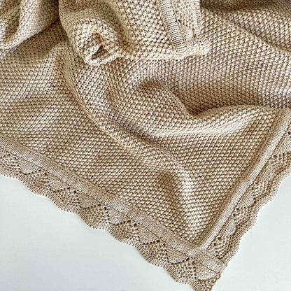 Scalloped Edge Knitted Blanket - Honeycake Confetti