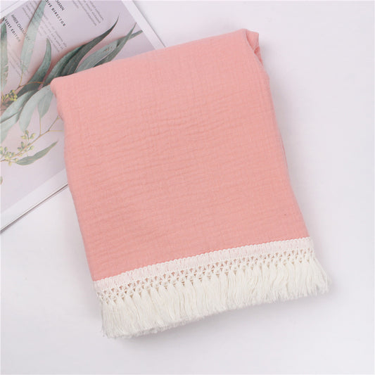 Wild Skye - Double Muslin Fringed Swaddle - Rose