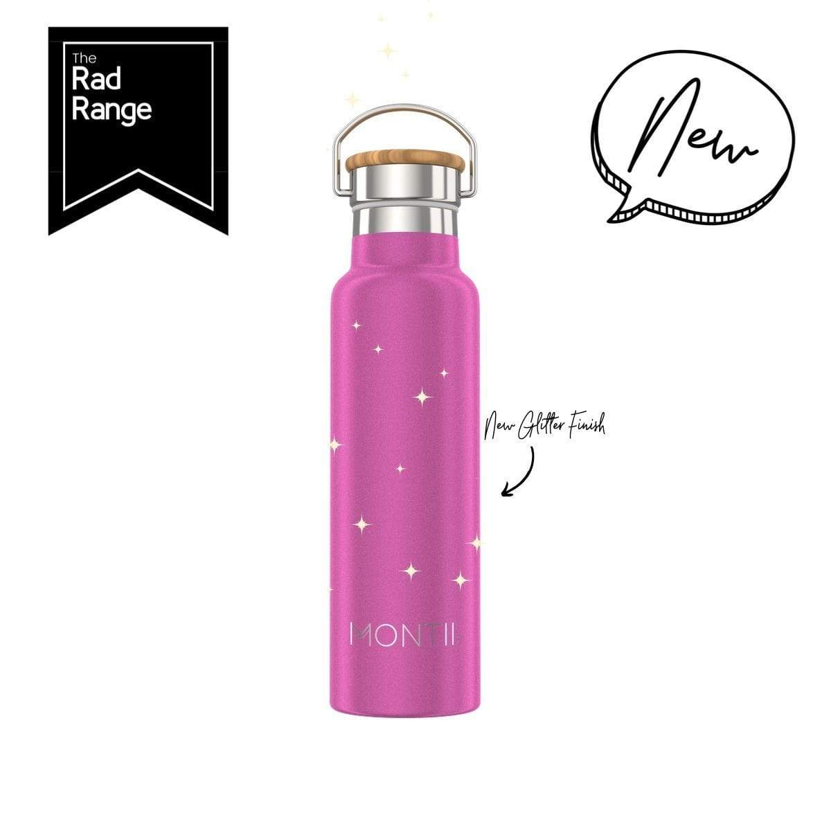 MontiiCo Original Drink Bottle - Bright Pink Glitter